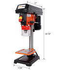 LMAOSS 8 Inch Benchtop Drill Press With 400W Induction Motor And 1/2 Keyed Chuck For Wood Metal DIY, front view, 8 inch size, sturdy design.