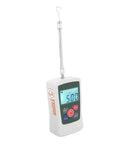 Hand Push Pull Force Gauge 50N Digital Tester With Limit Setting And Alarm, Backlit Readout For Easy Readings In N Kg Lb Oz, Pro Grade Ultra Accurate Sensor For A Workshop Ready Tool, white handheld unit with hook