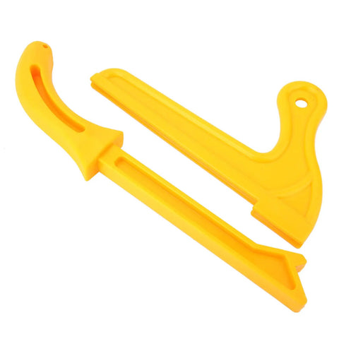 2 Pack Push Sticks For Woodworking Safety, Yellow Plastic Push Blocks With Ergonomic Handles on white background