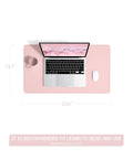 Top view of Pink Non Slip Leather Desk Pad With Waterproof Top For Laptop And Keyboard Large 23.6 By 13.7 Inches Anti Slip Back Suede
