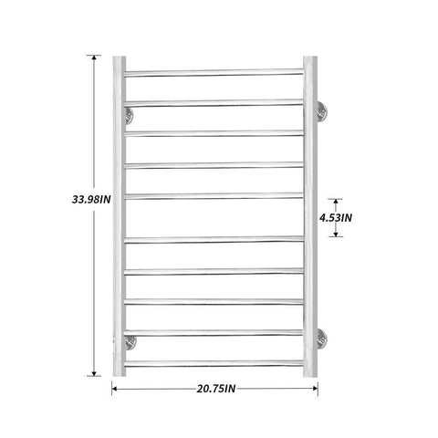Curved 10 Bar Wall Mounted Towel Warmer Hardwired Electric Bath Towel Heater dimensions 33.98x20.75 inches