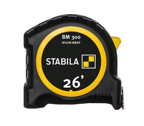 Pocket Tape Measure With Double Sided Inches And Centimeters, 26 Feet, Shock Resistant ABS Case, front view