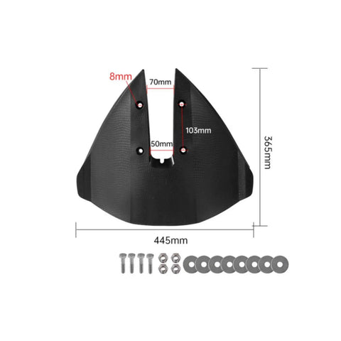 Outboard Hydrofoil Wing Power Packed With High Strength PP Material For Planing Boats 40-200hp shown with measurements and fittings