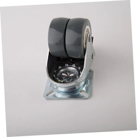 Heavy Duty Swivel Twin Casters With Brake 2 Inch Dual Rubber Wheels For No Sweat Furniture Moving Black Tires 360 Degree Spin, showing detailed view of the swivel mechanism.
