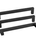 Black Square Bar Cabinet Pulls Set of 10 Stainless Steel Modern Kitchen and Bath Drawer Handles Center to Center 8 4/5 in 224 mm