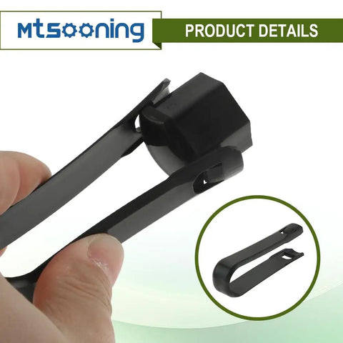 Close-up of black removal tool from 21 Piece Car Wheel Nut Cap Set With 21mm Universal Lug Covers And Remover Clip.