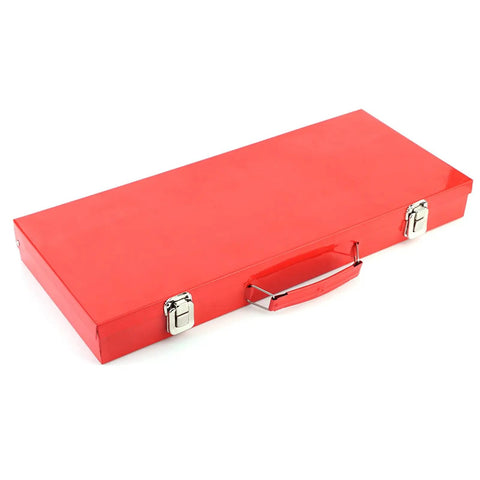 Top Notch 35 Piece Metric Hex Socket Impact Kit With Long And Short Drive Sleeves For Hardcore Automotive Jobs Built From Tough Chrome Vanadium Steel To Handle Heavy Duty Grips And Rust Free Durable Performance Every Single Time red metal storage case