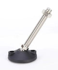 Top Tier Adjustable Leveler Feet Four Pack Stainless Steel Swivel Base Leveling Legs With Zero Drama Setup For Wobbly Furniture And Heavy Duty Equipment, sleek stainless base with threaded stem.