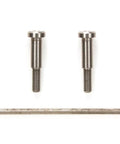 TT02 3x18mm Low Friction Step Screws Two Piece Upgrade for RC Car with tool, silver finish enhances steering precision.