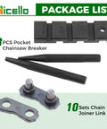 Pocket Chainsaw Repair Kit With 3 Piece Breaker Set And 10 Pro Grade 0.325 Inch Chain Joiners Link Repair Presets Straps