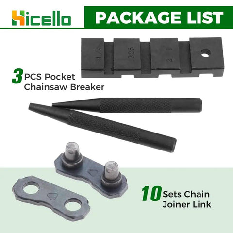 Pocket Chainsaw Repair Kit With 3 Piece Breaker Set And 10 Pro Grade 0.325 Inch Chain Joiners Link Repair Presets Straps