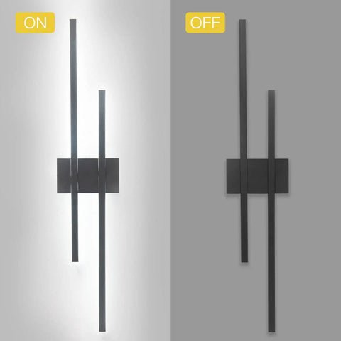 Modern LED Wall Light Two Light Wall Sconce For Bedside Hallway And Stairwell, 35 Inch Rectangular Wall Mount Lamp, On and Off view