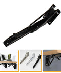 Premium Black Corner Shelving Brackets Wall Mount Storage Heavy Duty Steel Folding Shelf Supports showing single black bracket.