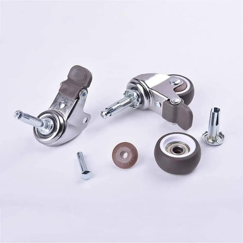 Rubber Caster Wheels 1.5 Inch Set Of 4 With 5/16 X 1-1/2 Inch Stems, 20mm Sockets, locking castors for furniture, cribs, trolleys.