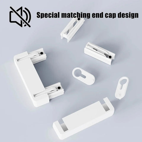 Accessories for Heavy Duty Double Track Curtain Rail Kit 2.5ft Silent Ceiling Track System, including end caps and mounts.