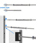 Diagram of Stainless Steel Cable Railing Hardware Kit For Three Sixteenth Inch Cable System With Metal Posts showing adjustable angle.