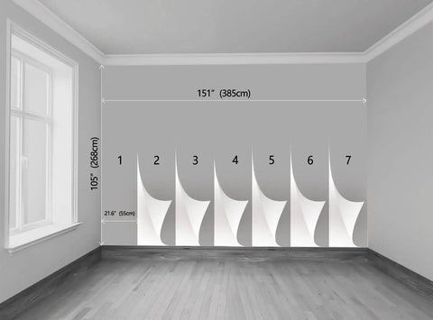 Room layout for Giant City Night Skyline Wall Mural for Bedroom and Living Room Not Peel and Stick, 151 by 105 Inches, 7 panels