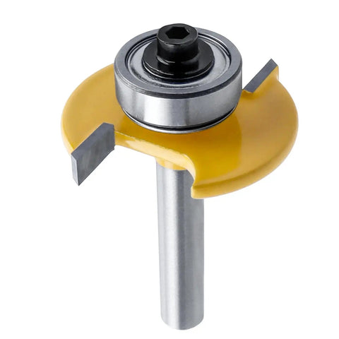 Rugged Pro Grade Quarter Inch Shank Biscuit Joiner Router Bit With Ball Bearing Guide for precise wood joints, featuring hardened steel.