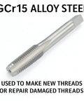 GCr15 alloy steel tap from 1/4-18 NPT Tap And Die Set For Pipe Threads, Tapered Thread Repair Tool For Conical Pipe Fittings.