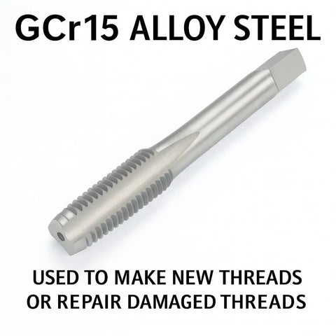 GCr15 alloy steel tap from 1/4-18 NPT Tap And Die Set For Pipe Threads, Tapered Thread Repair Tool For Conical Pipe Fittings.
