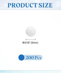 200 Piece Slick POM Plastic Bearing Balls 5 Mm Solid Roller Beads displayed with size dimensions for smooth sliding hardware.
