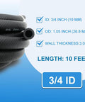 Heavy Duty Three Quarter Inch Transmission Oil Cooler Hose Ten Foot Rubber Coolant Line Grease Monkey Tested with specs.