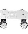 Moebius metal mecanum wheel robot chassis with four wheels and mounting holes for Arduino/Raspberry Pi
