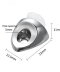 Close-up of a 20Pcs Zinc Alloy Shelf Peg for Glass Cabinet Shelves showing dimensions: 22.5mm length and 11mm height, with a 5mm hole spacing.