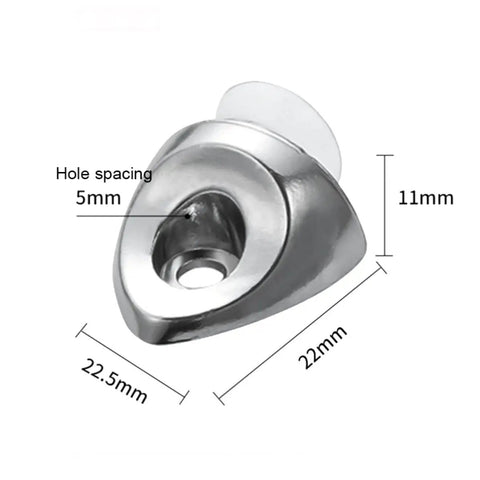 Close-up of a 20Pcs Zinc Alloy Shelf Peg for Glass Cabinet Shelves showing dimensions: 22.5mm length and 11mm height, with a 5mm hole spacing.