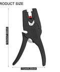 Automatic Wire Stripper And Cutter 2 In 1 For 32-7 AWG Wires, product size dimensions 19.5cm by 11cm, black tool in profile view