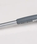 Side view of Fowler cylinder dial bore gauge with 6-inch range; gray handle, silver rod, white dial