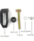 Six Pack CNC Arcuate Press Plate Clamps T Slot Hold Down Fixture Fastener parts including bow platen, T-screw, and nuts.