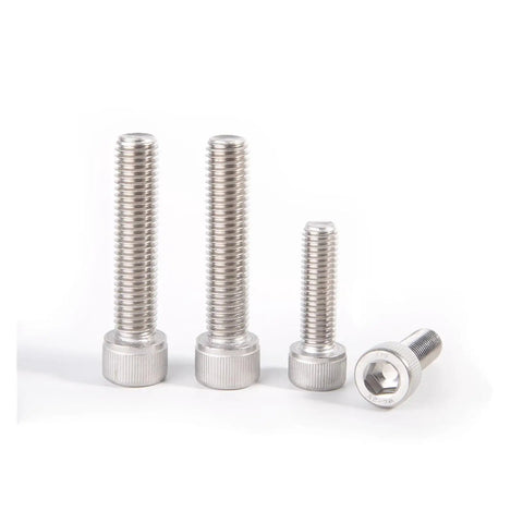 Top Shelf M4 Hex Socket Head Caps Forged From Marine Grade 316 Stainless Steel Din 912 Full Thread Allen Hardware For Heavy Duty Auto Builds Rock Solid 20 Piece Pack showing four hex socket screws.
