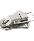 Close-up of silver zinc alloy Hasp Latch Kit For Jewelry Boxes And Wooden Chests Toggle Hasp Lock Hardware Padlock Ready Fastener