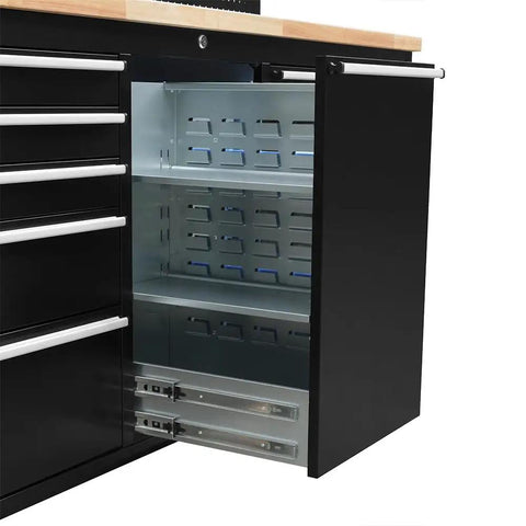 Interior view of Badass Heavy Duty Tool Chest And Rolling Cabinet Two Pack with deep slide-out drawers shown.
