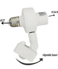 Motion Activated Light Socket With Adjustable Sensor Head And Auto On Off Control No Fuss For Indoor Use E26 E27 Compatible Light Adapter white