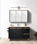 31.5 Inch Modern LED Vanity Light In Black Finish, 28W Aluminum Frame With Frosted Acrylic Diffuser Above Bathroom Mirror