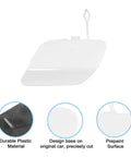 White Rear Bumper Tow Hook Eye Hole Cover Cap For Mercedes-Benz C-Class 2015-2020, shown with durable plastic, prepainted