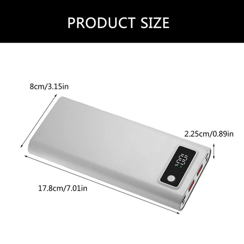 Slick 8 Slot 18650 Battery Holder With Usb C Fast Charging And Crisp Lcd Display, Grab And Go Stash Box dimensions 8cm x 17.8cm.