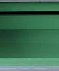 Close-up of the green finish on the Snag This Top Shelf Lockable Steel Tool Cabinet Featuring Secure Metal Storage Chest.