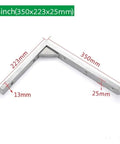 Rock Solid Stainless Steel Corner Bracket With Reinforced L Brace Design For Wall Mounted Shelving and Heavy Load Support No Sweat Setup Built Tough For Garage Workshop Diy Projects 14 inch size with measurements.