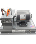 Heavy Duty 7 Inch Arc Lawnmower Blade Bench Grinder With Half Horsepower Motor on steel frame for sharp blade maintenance.