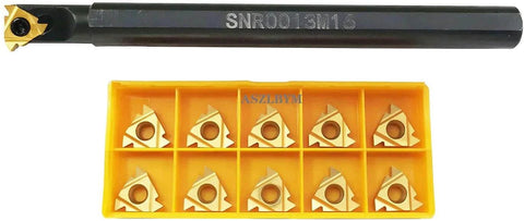 SNR0013M16 CNC Lathe Internal Threading Boring Bar Kit With 11 AG60 Carbide Inserts And T15 Wrench, 150mm Overall Length