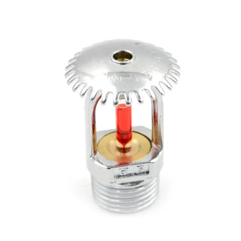 Drop In Ready Pendent Fire Sprinkler Head 68 Degree Heat Activation showing chrome finish and red glass bulb, designed for fire safety.