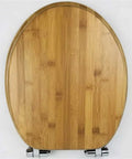 Universal Solid Wood Toilet Seat With Thick Padded Cover And Soft Close Lid designed to kill loud slamming noise, top view.