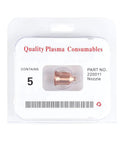 Five Piece Plasma Cutter Nozzle Tips Kit For MAX1650 in packaging with copper nozzle visible
