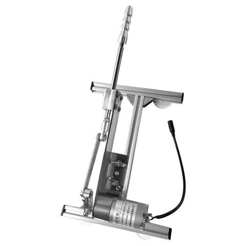 Front view of a silver BOVZOR mini DC 24V reciprocating linear actuator with adjustable stroke and motor, suction cup