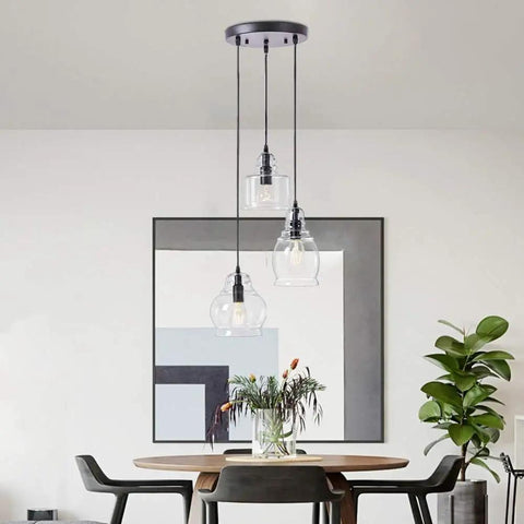 Glass Pendant Light Fixtures Set For Dining Room And Kitchen Island Dope Modern Hanging Cluster Chandelier With 3 Lights