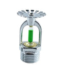 Built Different Fire Sprinkler Head For Kitchens And Offices Featuring Pendent Upright Mounts With Fast Temperature Activation showing brass unit with glass bulb.