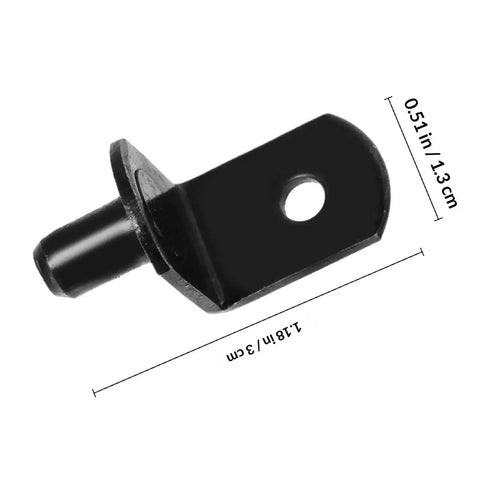 Heavy Duty L Shape Shelf Pegs For Cabinets And Wood Shelves, Nickel Plated Iron Supports, close-up of peg dimensions 0.51 x 1.18 in